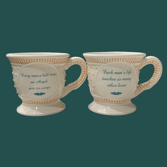 Vintage 2002 It's a Wonderful Life Mugs Angel Wings Christmas - Picture 1 of 8